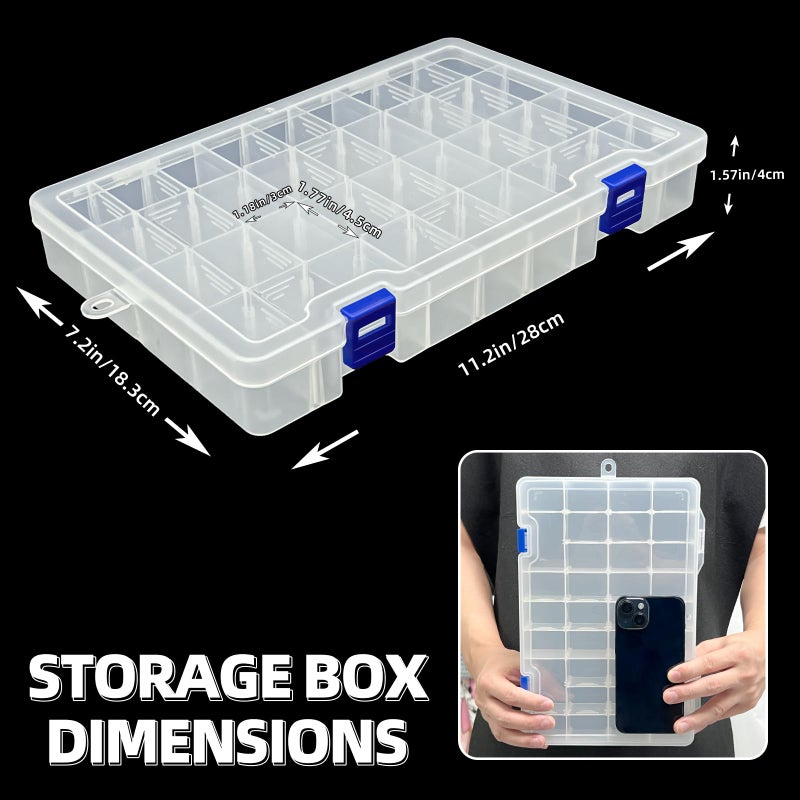 DUOFIRE Plastic Organizer Container Storage Box Adjustable Divider Removable Grid Compartment for Jewelry Beads Earring Container Tool Fishing Hook Small Accessories(34 Grids, White X 4) - Image 3